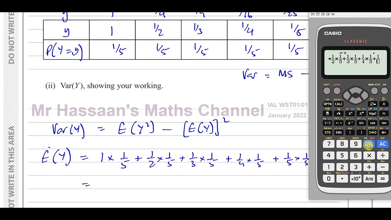 WST01/01, (Edexcel) IAL S1 January 2022, Q4 Discrete Random Variables, Linear Transformations