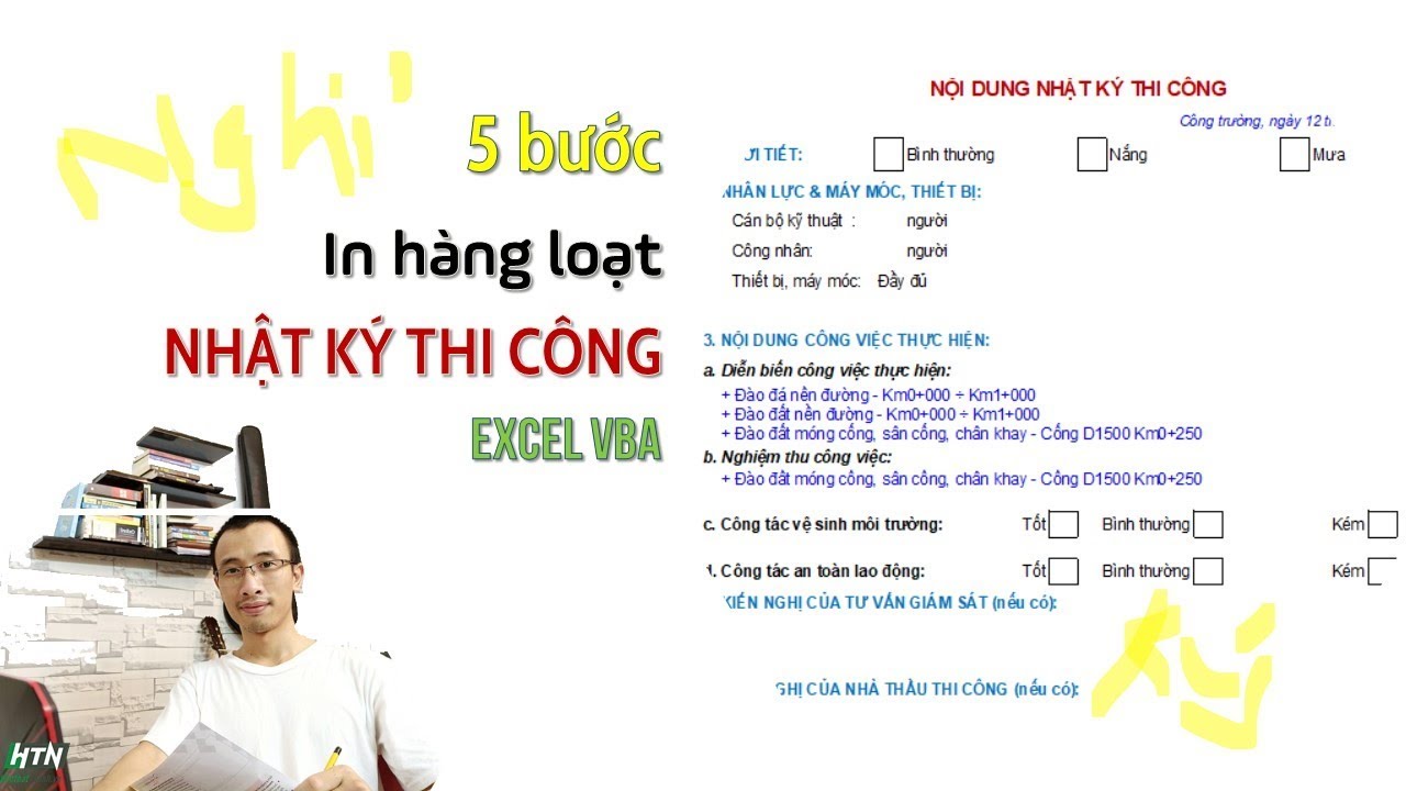 5 Bước - In nhật ký thi công hàng loạt Excel VBA (Cách đơn giản)