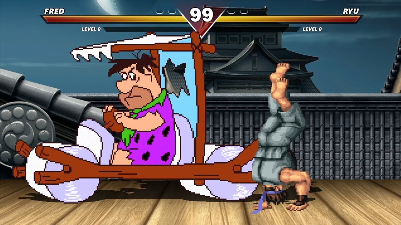 FRED FLINTSTONE VS RYU & KEN & CHUN-LI & GUILE - HIGH LEVEL INSANE FIGHT!