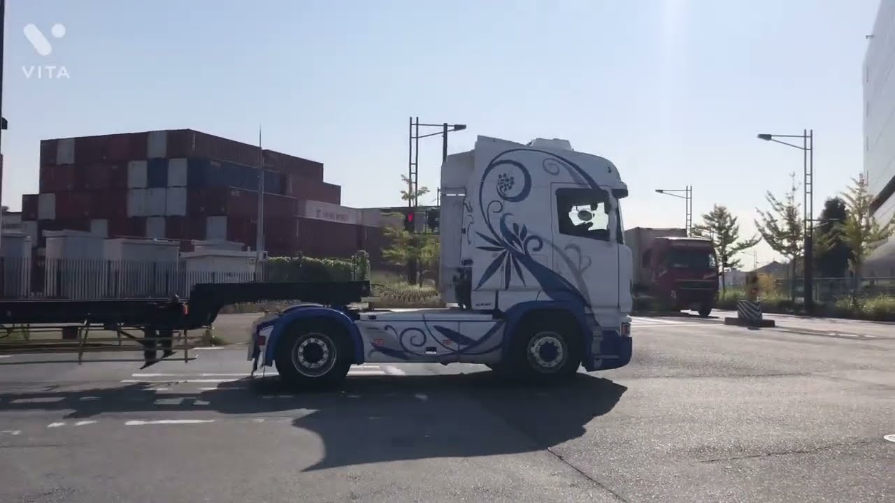 コンテナトラック　トレーラー　トラック　はたらくくるま　container truck