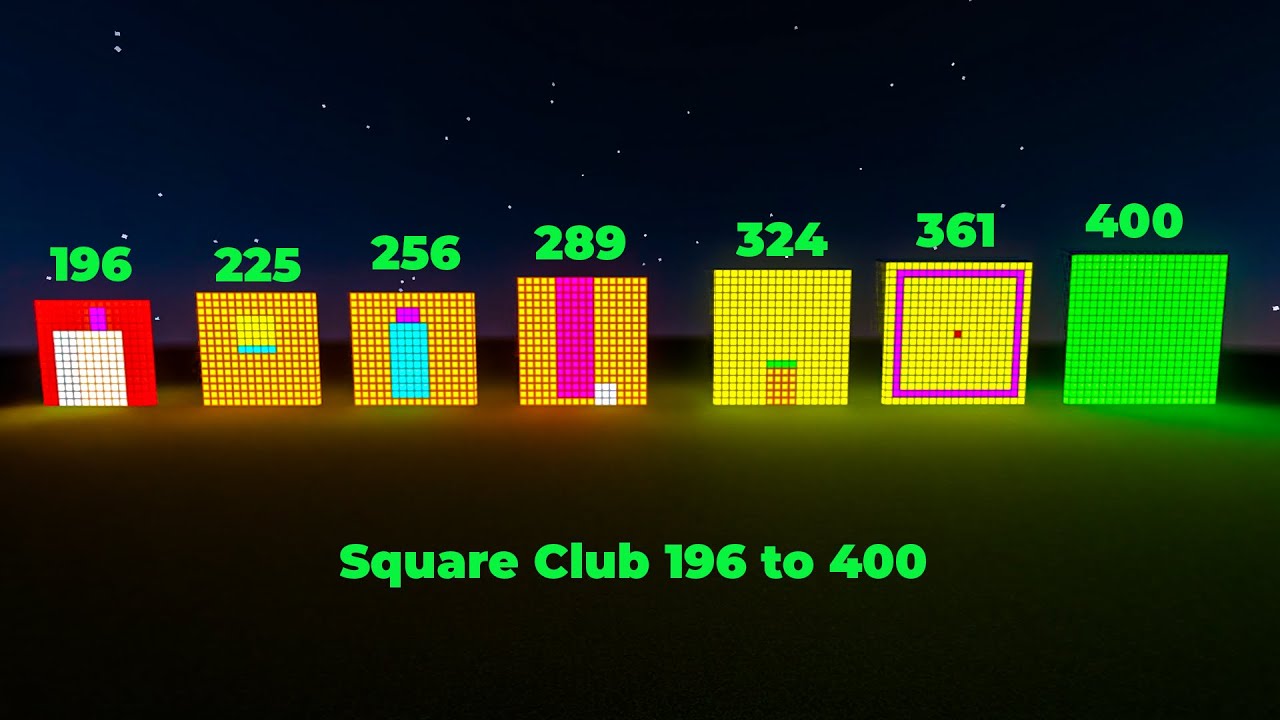 Numberblocks Square Club 196 to 400 Minecraft