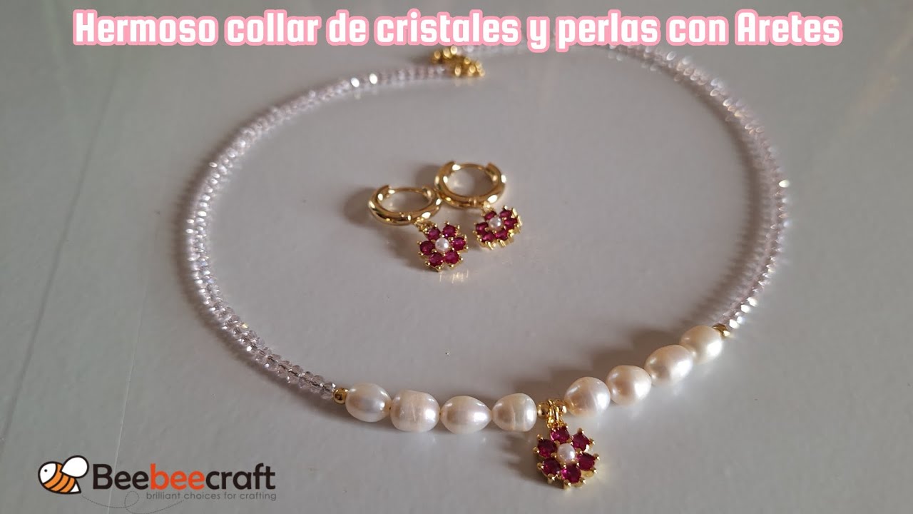 Collar de Cristales y Perlas || Aretes ▪︎BEEBEECRAFT