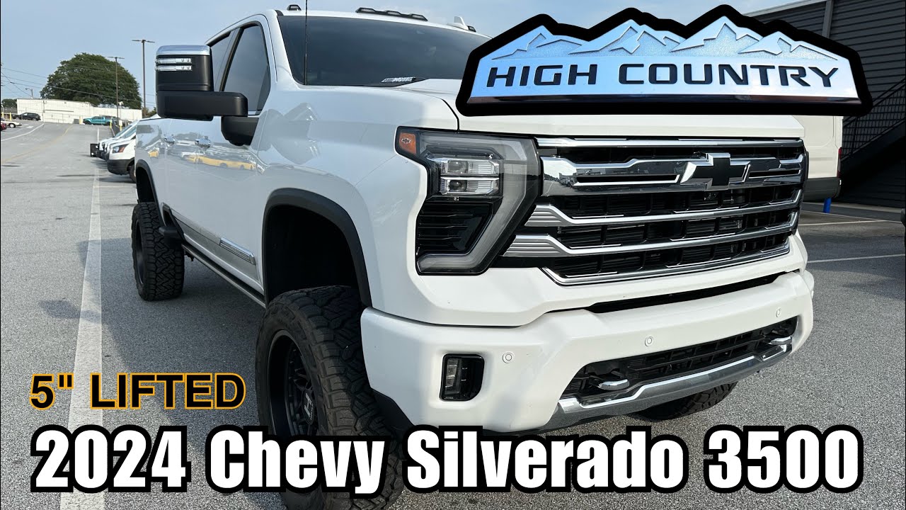 Chevrolet Silverado 3500 High Country 2024 года, 5 дюймов, с приподнятым кузовом на 35-дюймовых д...