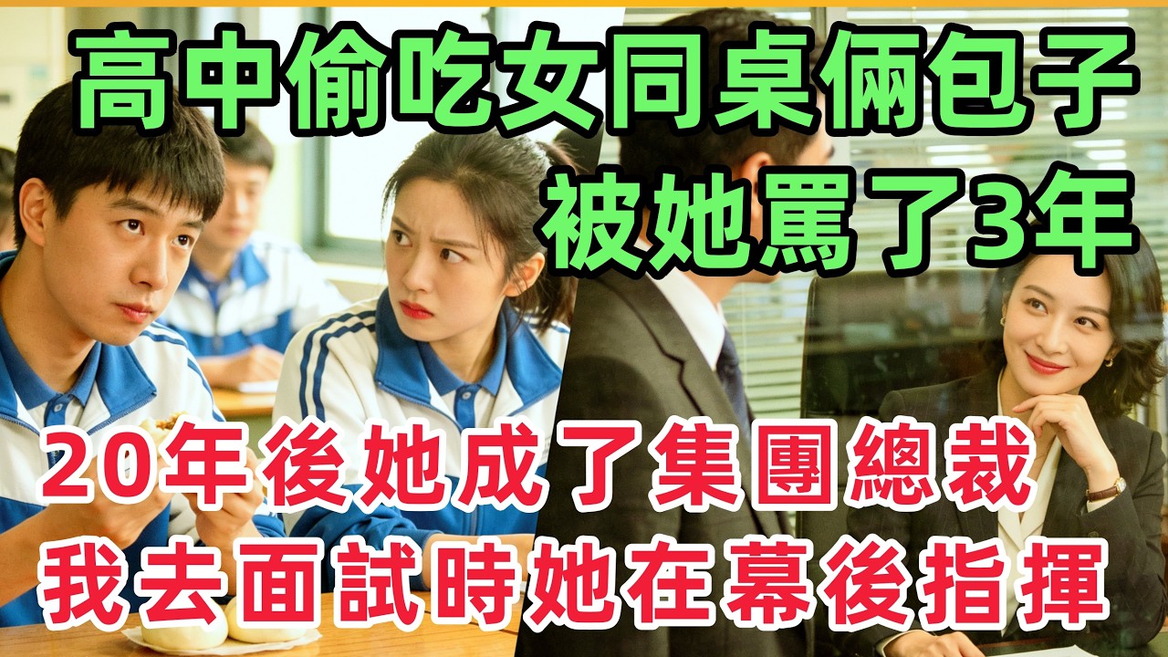 高中偷吃了胖胖女同桌倆包子，被她罵了3年，20年後她成了集團總裁，我去面試時她在幕後指揮！！「情感故事」