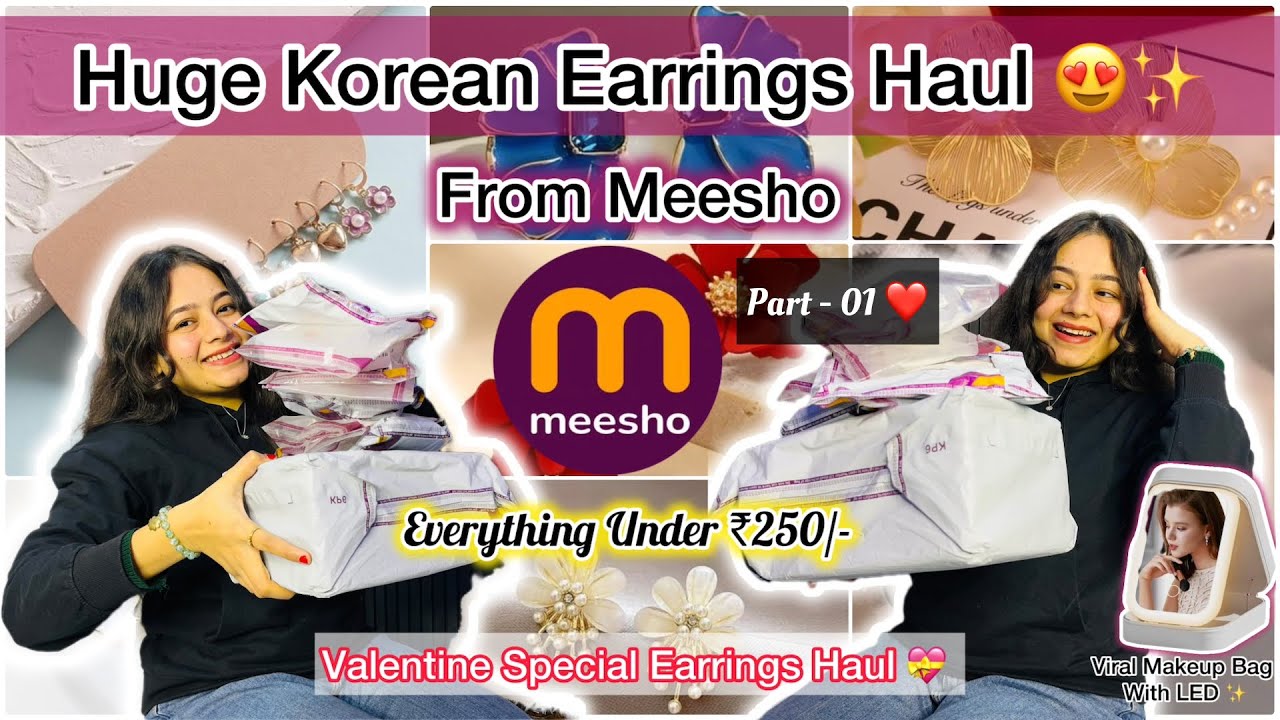 *HUGE MEESHO* Korean Earrings Haul😍|| Valentine 💝 Special, Under ₹250/-😱|| Padmaja Badal || #meesho