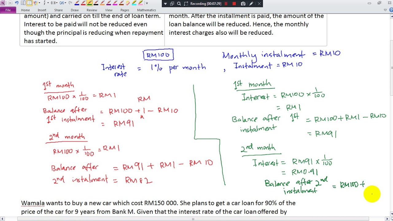 KSSM Form 3 Chapter 3 3.2 Credit and Debt Management  (Flat rate interest, interest on balance)