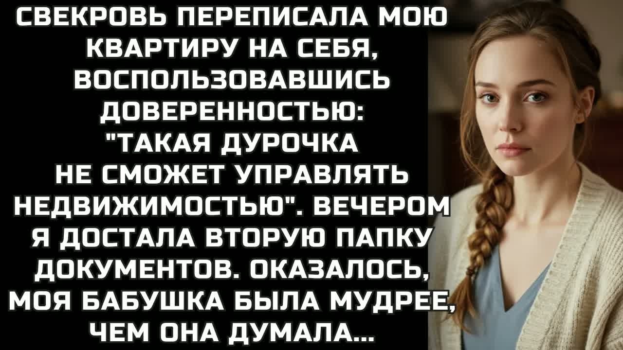 Свекровь ПЕРЕПИСАЛА мою квартиру на себя： ＂Такая ДУРОЧКА не сможет управлять недвижимостью...