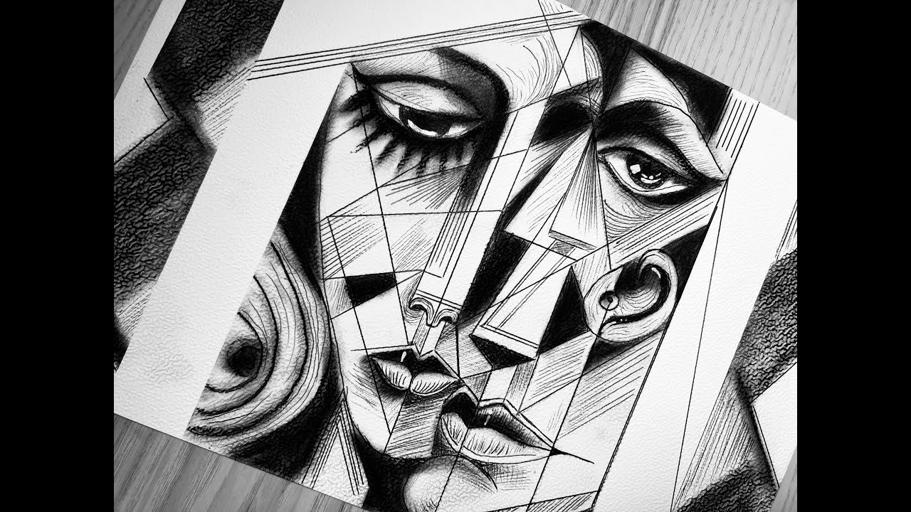 How to Draw a Cubist Face | Black & White Abstract Art Tutorial 🎨🖤|Picasso-Inspired Cubism Portrait