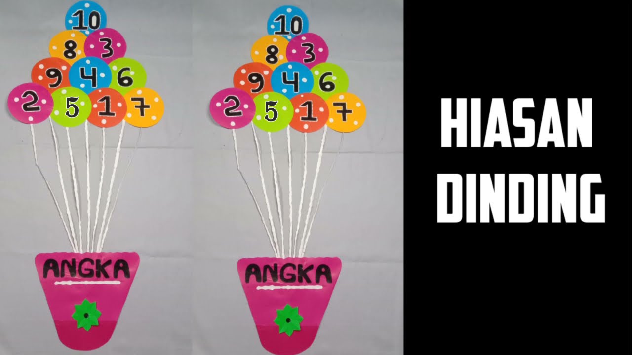 Hiasan dinding kelas dari kertas origami Tema mengenal angka