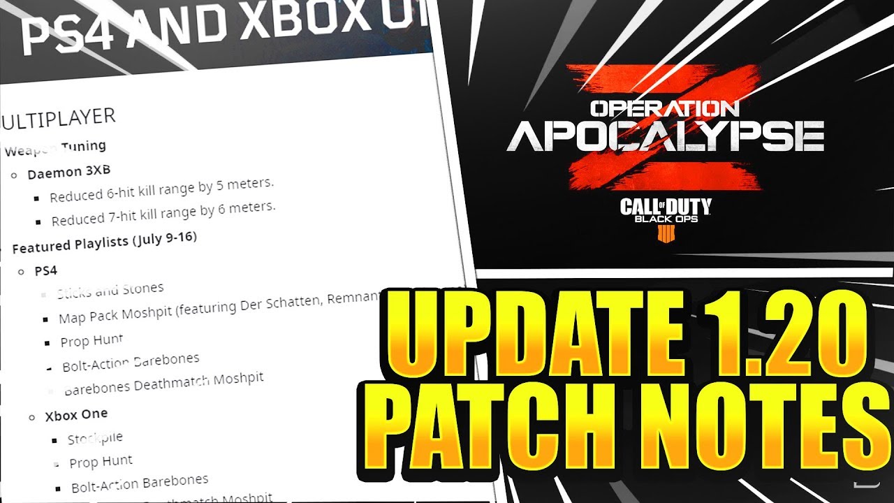 *NEW* COD BO4 UPDATE 1.20 PATCH NOTES - NEW DLC WEAPONS + DAEMON NERF! (UPDATE 1.20 PATCH NOTES)