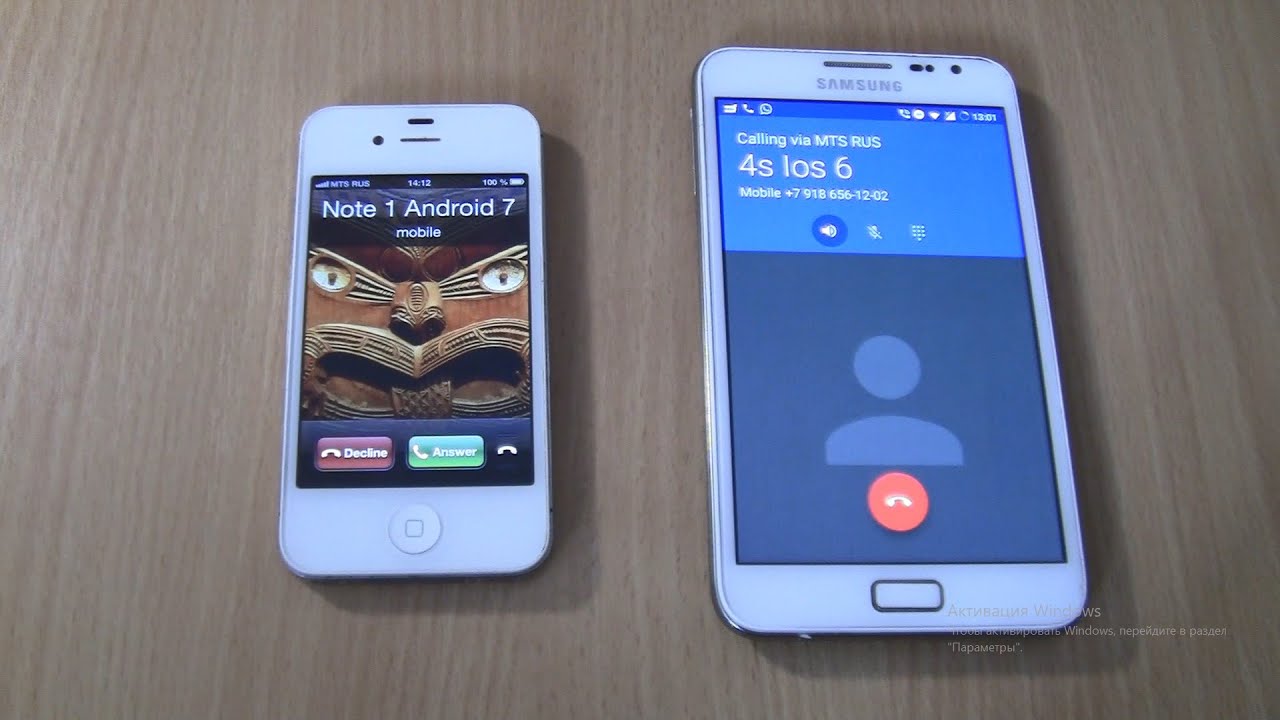 Incoming + Outgoing call at the Same Time Samsung Galaxy NOTE 1 ANDROID 7 + Iphone 4s ios 6
