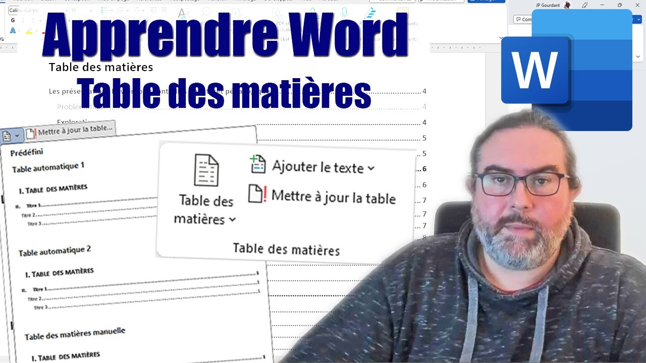 TABLE DES MATIERES et SOMMAIRE sous Word