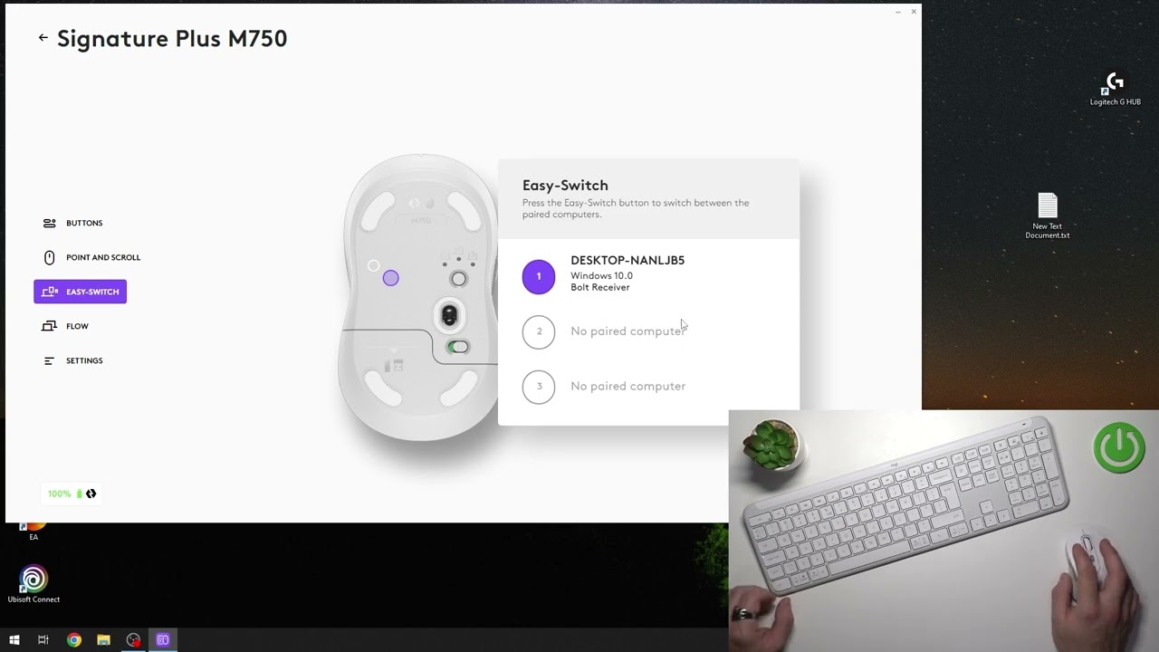 Как управлять функцией Easy Switch на Logitech M750