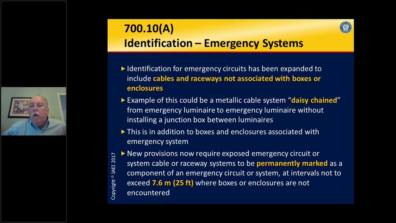 IAEI Training Shorts &mdash; 700.10(A) and Identification of Emergency System Wiring and Circuits