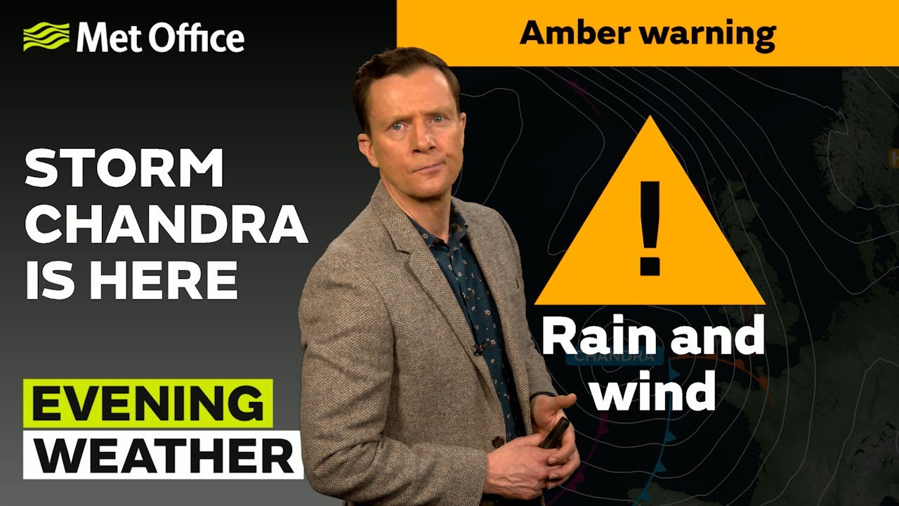 26/01/2026 - Storm Chandra reaches the southwest - Evening Weather Forecast UK – Met Office Weather