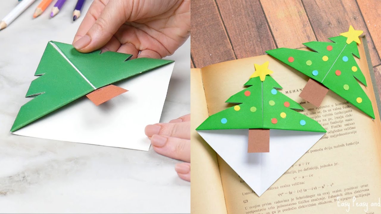 Origami Corner Bookmark Christmas Tree Idea