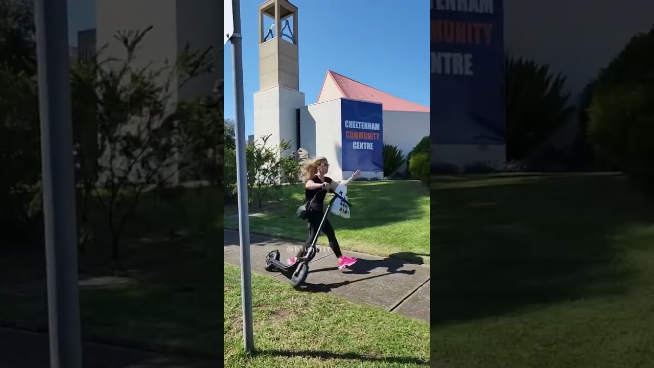 Electric scooter fail woman fall