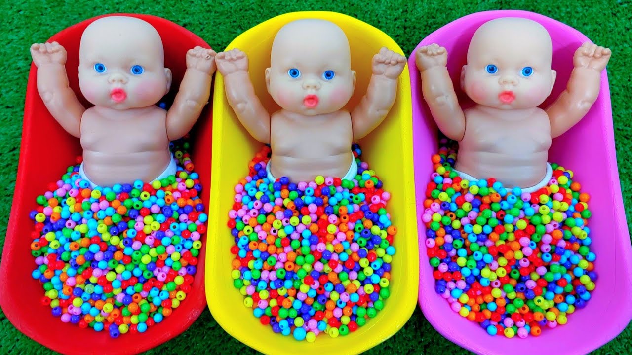 Full of 3 Rainbow BathTubs Candy with M&M's & Magic Slime Cutting Video