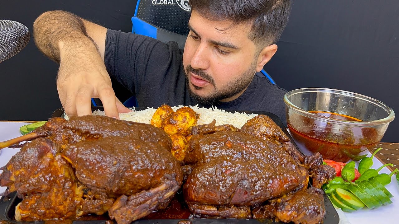 ASMR Eating Extra Spicy 2 Whole Chicken Chicken with Rice Extra gravy green chilli mukbang