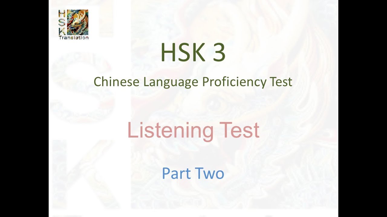 Chinese Test HSK 3 part 2 Translation, Pinyin and answers