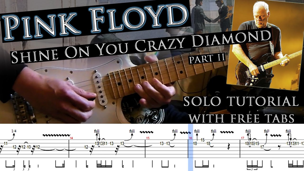 Pink Floyd - Shine On You Crazy Diamond part II solo lesson (with tablatures and backing track)