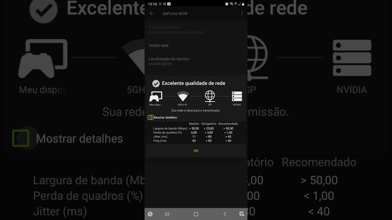 GeForce Now Brasil - Teste de ping - Curitiba/PR - Oi Fibra 400mb Wi-fi de 5ghz