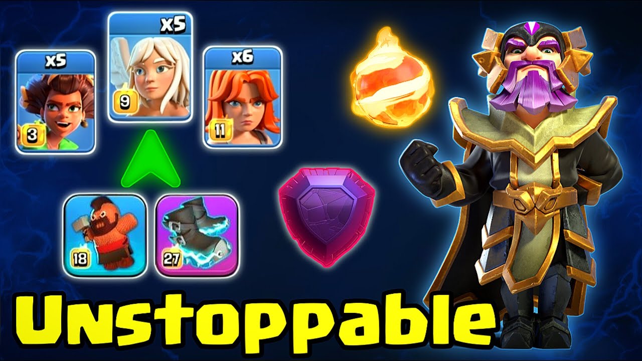 FIREBALL is Unstoppable with Root Rider, Valkyrie Druid Overgrowth spell [clash of clans]