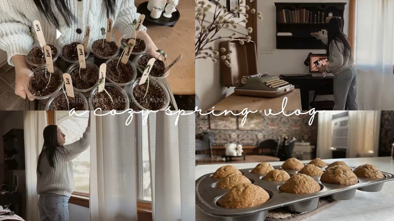 A Cozy Spring Vlog - Seed Starter, Baking & Cleaning @heycolealene #springcleaning #sahm #baking