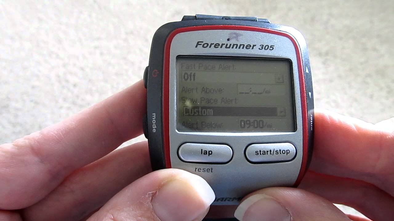 Pace Alert for Garmin Forerunner 305 at RunnerWatches.com