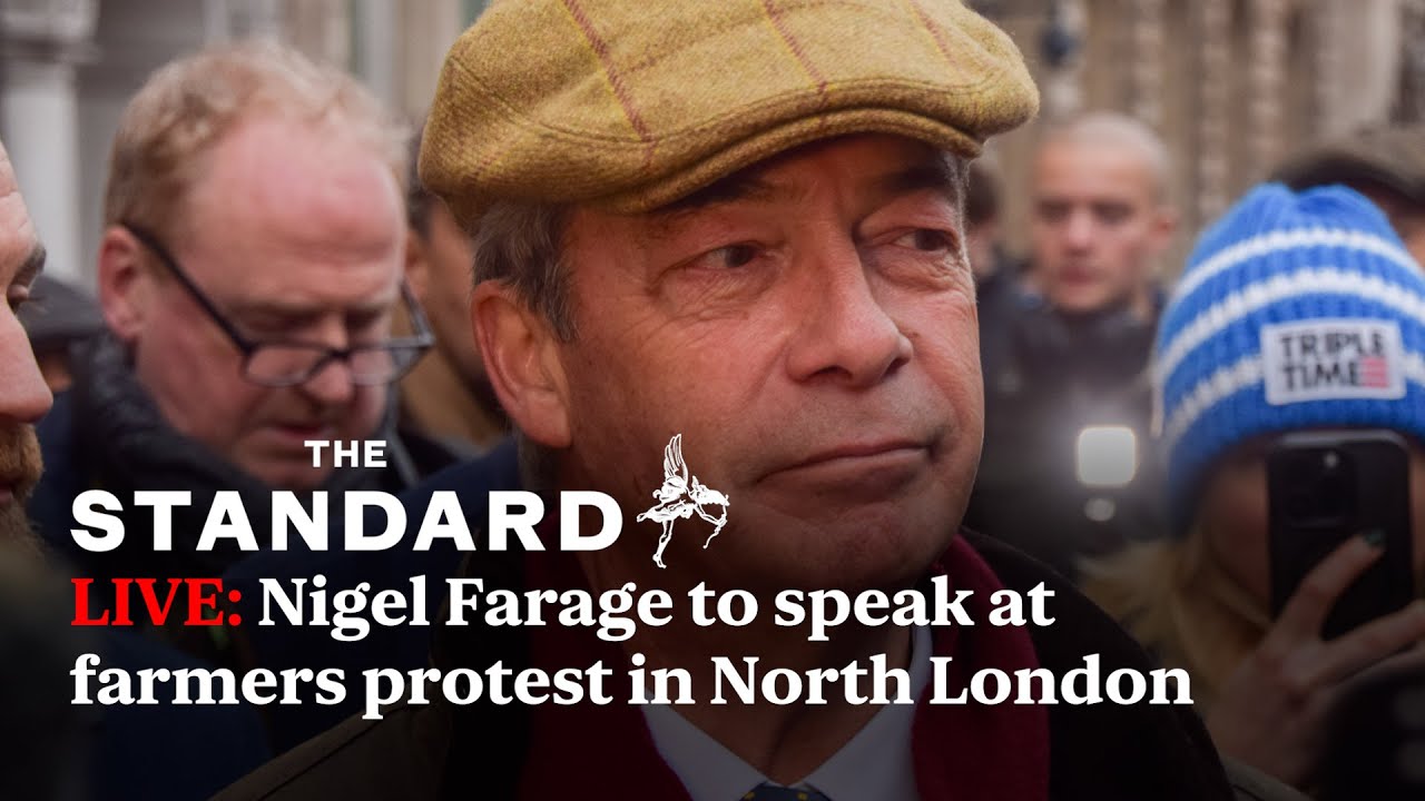 Watch again: Nigel Farage to speak at farmers protest at Belmont Farm in North London