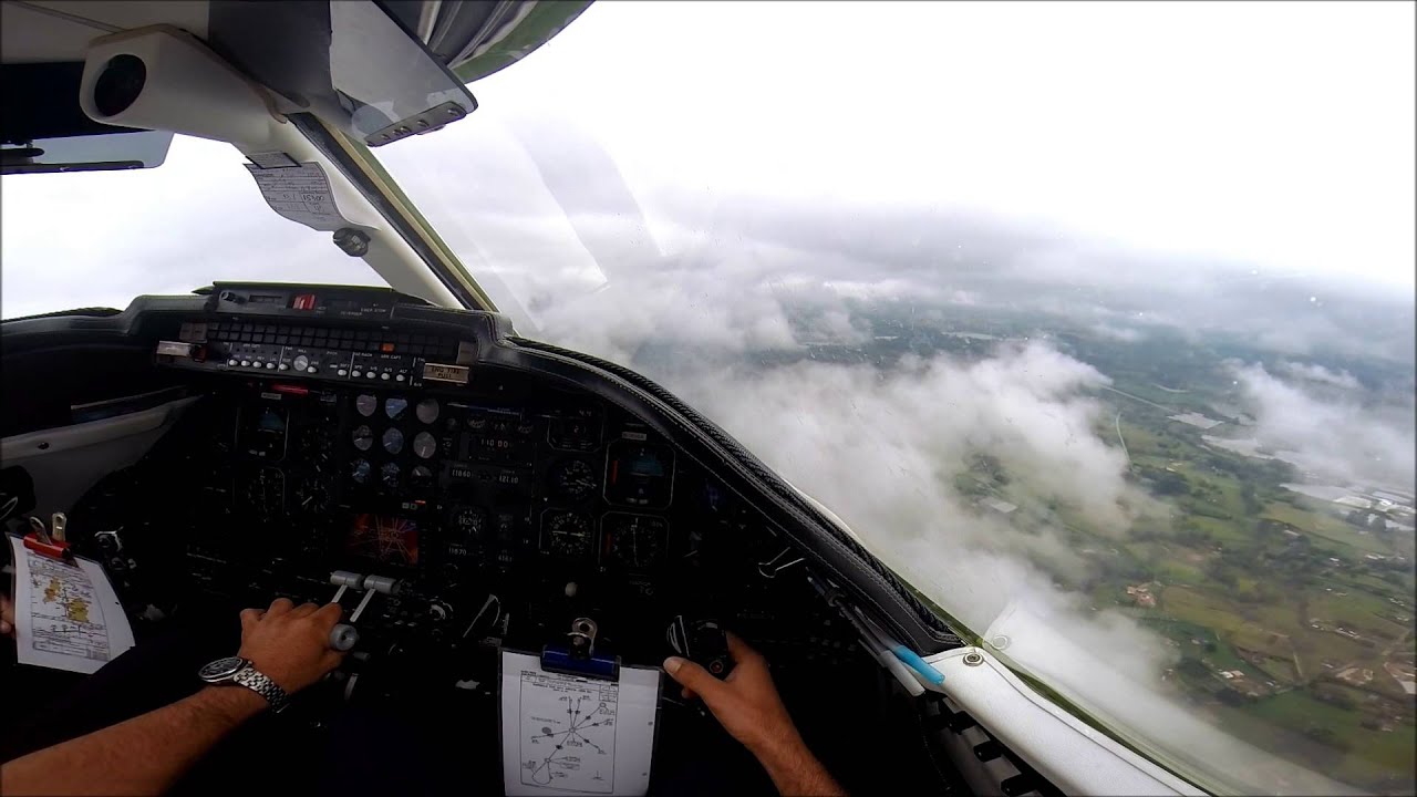 Learjet 35 Landing at SKRG Rionegro-Colombia IMC on approach
