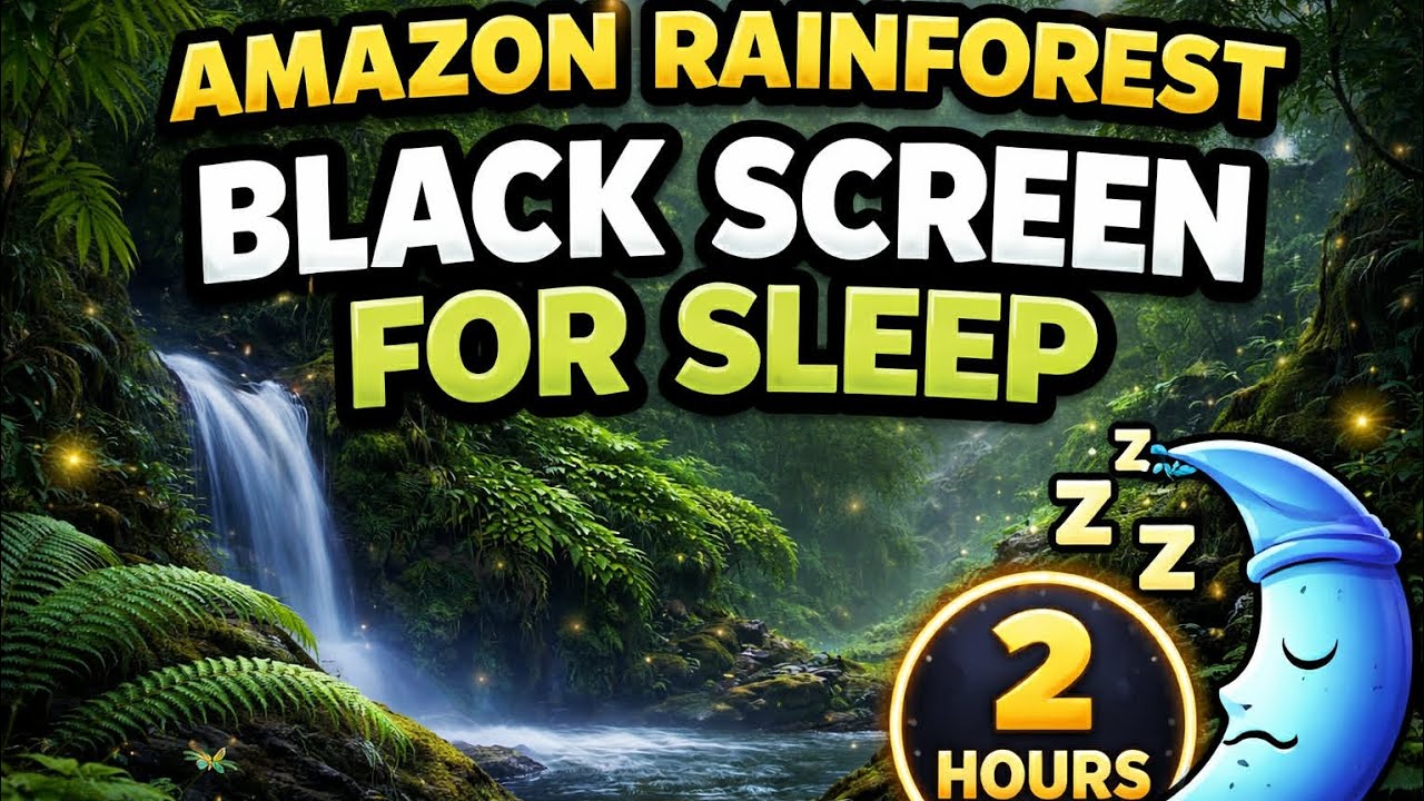 🌙 Amazon Rainforest Black Screen 🌿 2 Hours of Deep Sleep Sounds