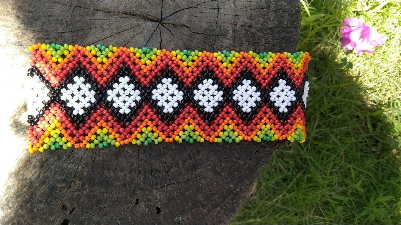 BRAZALETE HUICHOL DE CHAQUIRAS/MOSTACILLAS PASO A PASO -Vanessa Basurto♥