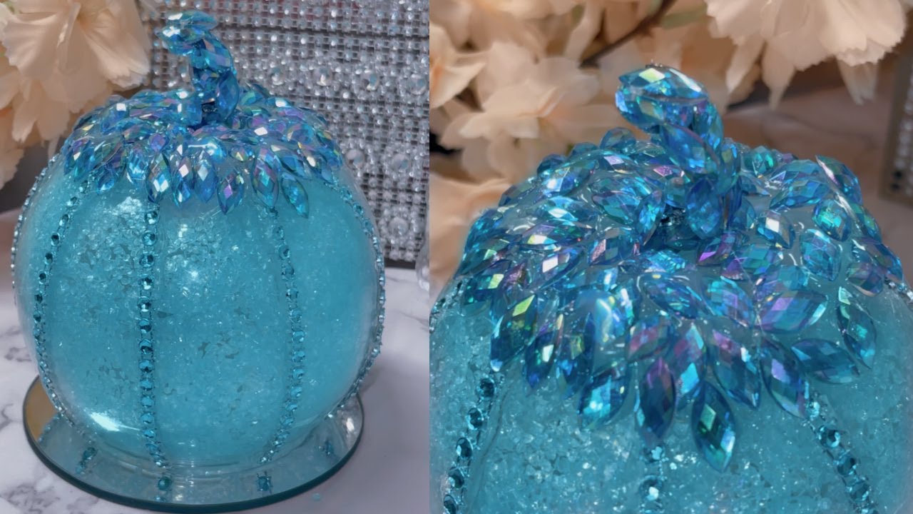 Turquoise & Acrylic Gem Pumpkins DIY #diycrafts #diy