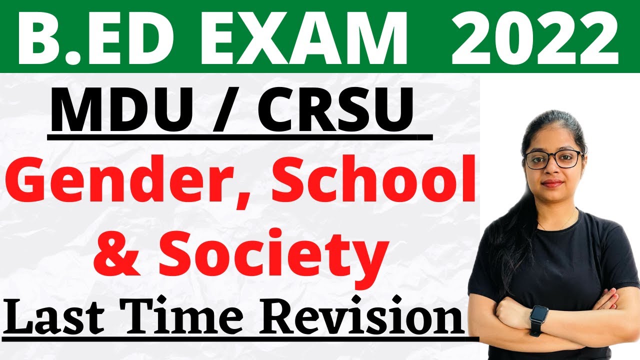 Gender School and Society Complete Revision In one shot | MDU/CRSU B.ED 2nd Year Exam