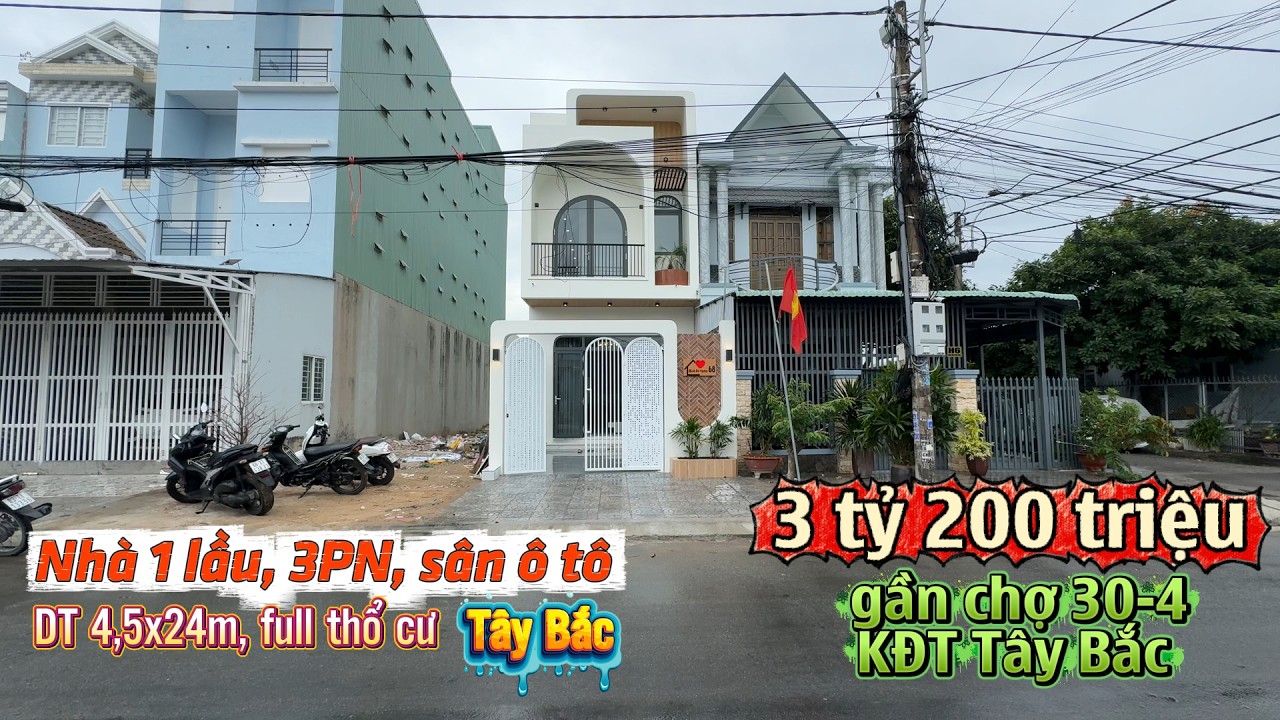 Nhà 1 lầu, 3PN, full nội thất, sân đậu ô tô, sân vườn phía sau, sát bên KĐT Tây Bắc