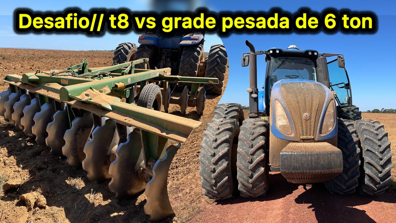 DESAFIO// NEW HOLLAND T8 385 VS GRADE ARADORA PESADA DE 6 TONELADAS TATU