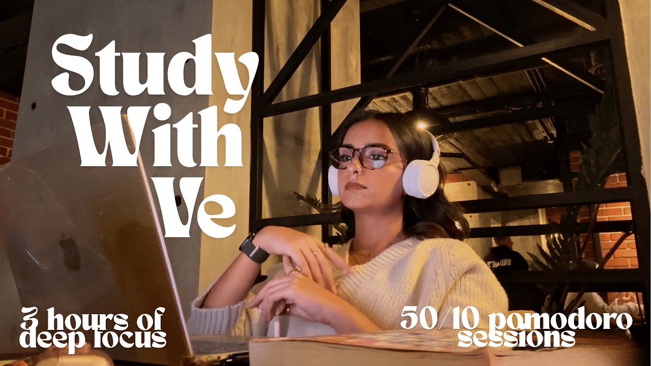 3 Hour Study With Me | Caf&eacute; jazz music | 50\10 Pomodoro session | يلا نذاكر مع بعض ☕