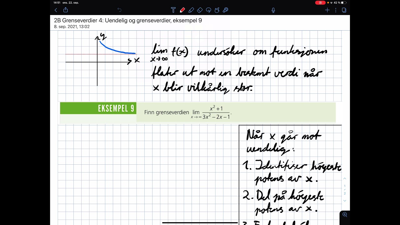 2B Grenseverdier 4: Uendelig og grenseverdier, eksempel 9