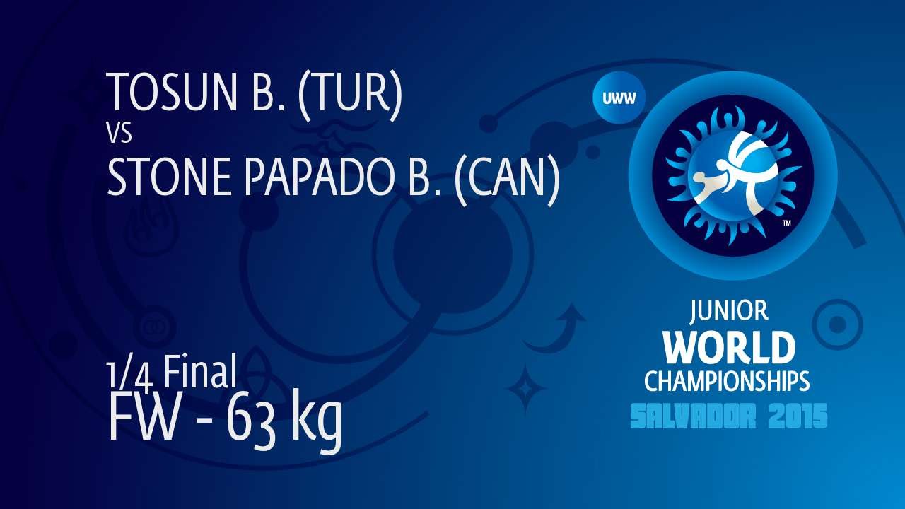 1/4 FW - 63 kg: B. STONE PAPADO (CAN) df. B. TOSUN (TUR) by FALL, 8-6