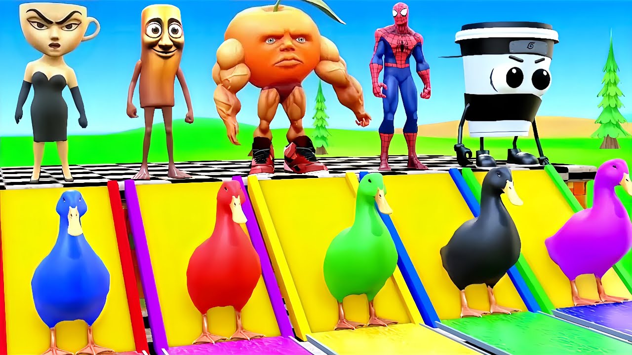 Long Slide Game With Cow Elephant Gorilla Hippopotamus Tiger 3d Animal Game Funny 3d Animals 