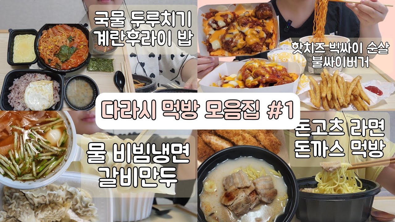 다라이 먹방 모음집 #1 | 국물두루치기, 핫치즈빅사이순살, 냉면과 갈비만두, 돈까스와 고기라면 먹방