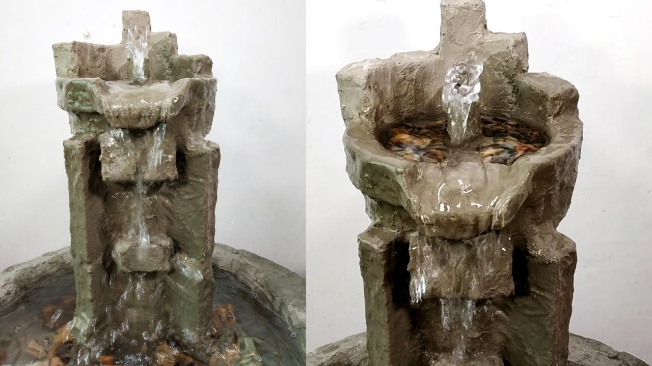 How to make very beautiful cemented waterfall fountain water fountain