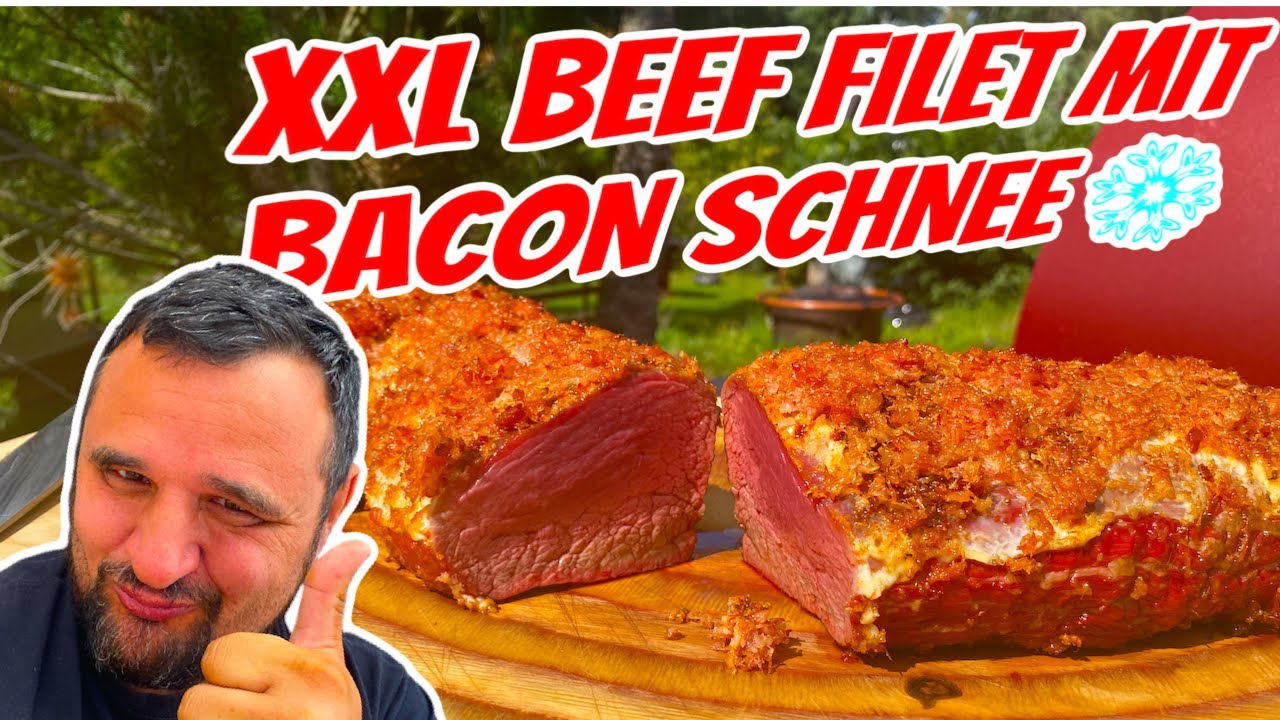 XXL 2,6 kg RINDERFILET mit BACON-SCHNEE-KRUSTE vom SMOKER --- Klaus grillt