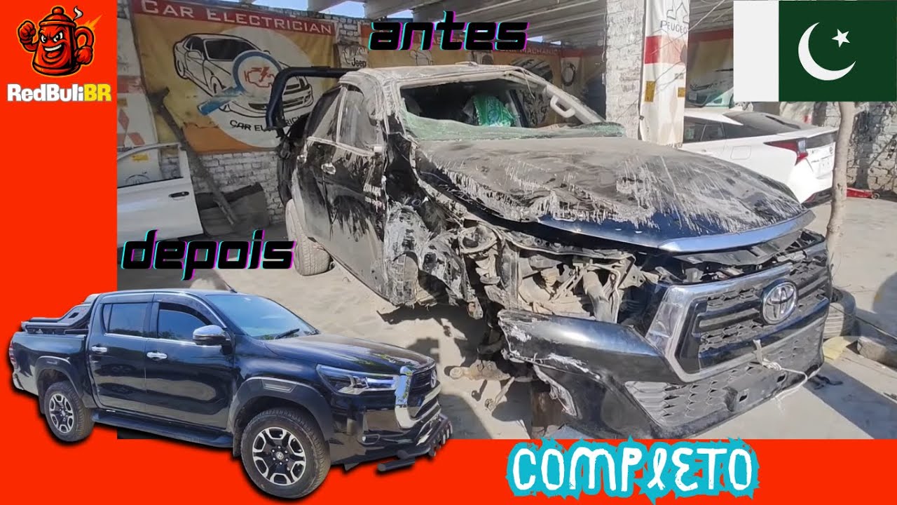 Oficina paquistanesa transforma Toyota Hilux ​​totalmente danificado em um veículo incrível