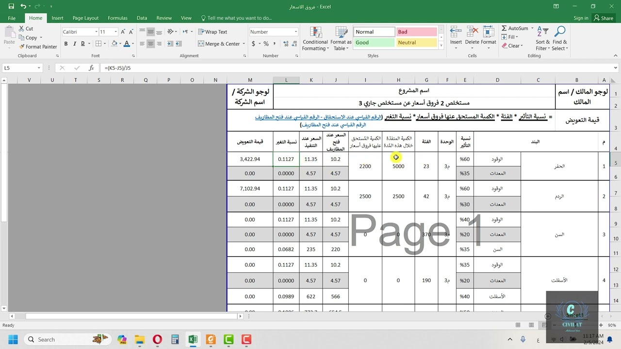 مستخلص فروق الاسعار