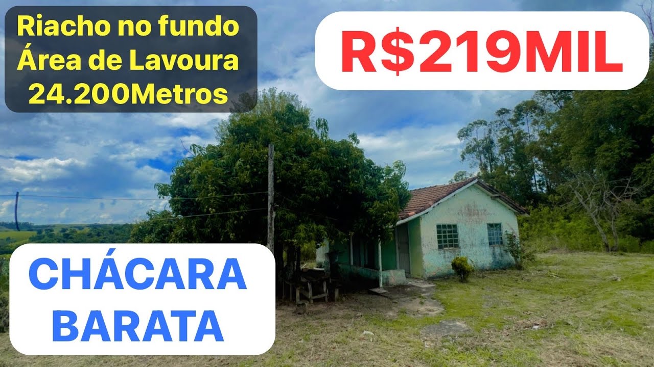 CHÁCARA BARATA COM ÁGUA ENCANADA RIBEIRÃO 2,4HA.  EM JAPIRA R$219MIL