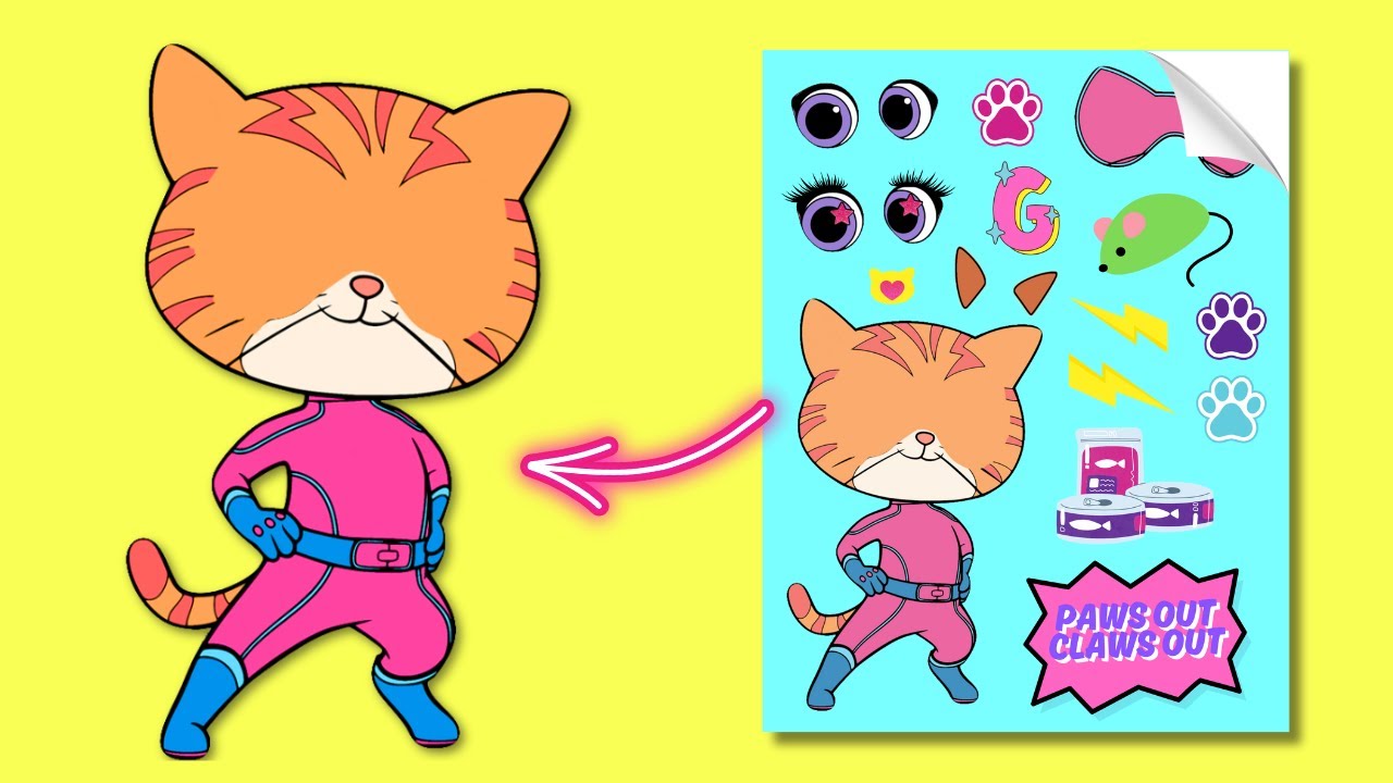 SuperKitties Bitsy, Ginny, Buddy, & Sparks - DIY Sticker Craft Activity