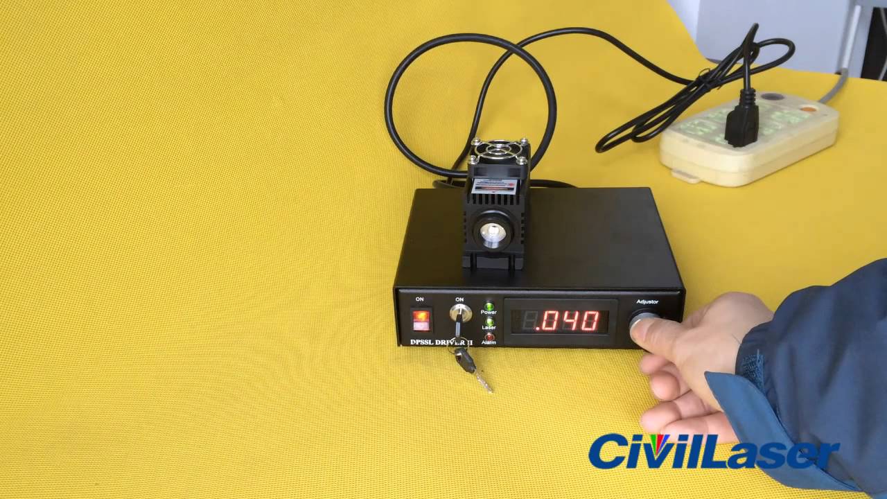 532nm 80mw Green DPSS laser with adjustable power supply -- CivilLaser