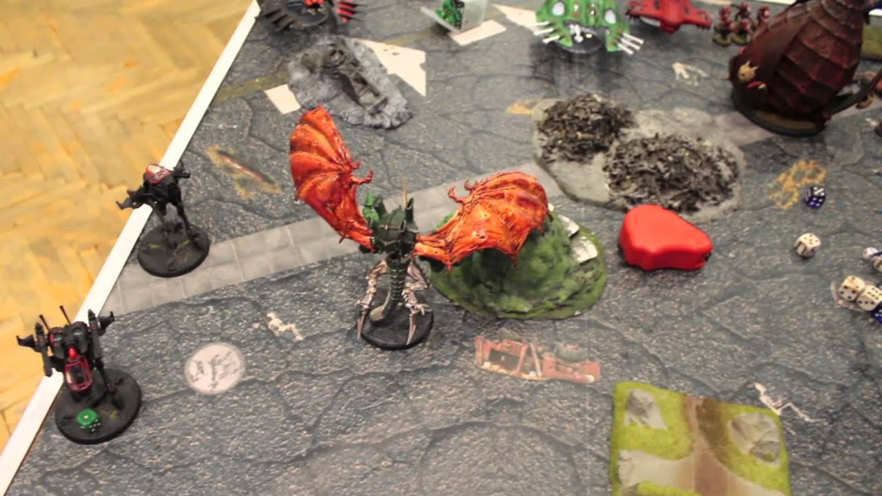 Warhammer 40k  2000 pts Battle report  Tay+Eldar vs Tyranids